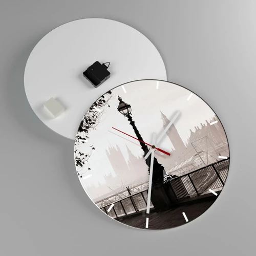 Wall clock - Clock on glass - London Morning - 40x40 cm