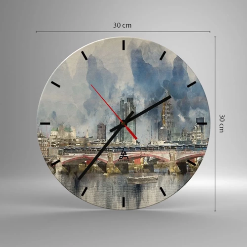 Wall clock - Clock on glass - London in Its Beauty - 30x30 cm