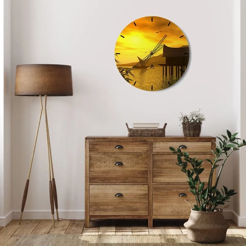 Wall clock - Clock on glass - Long-Awaited Peace - 30x30 cm