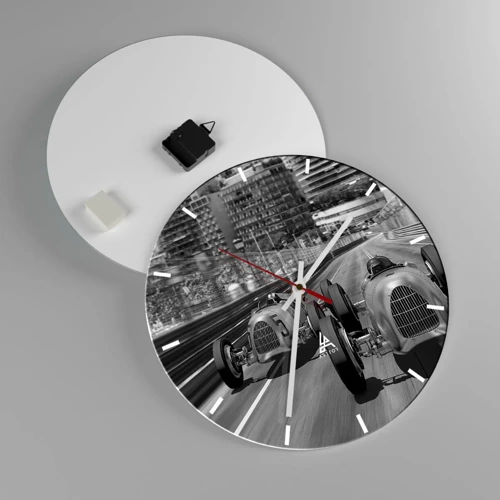 Wall clock - Clock on glass - Long Time Ago in Monte Carlo - 40x40 cm