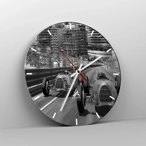 Wall clock - Clock on glass - Long Time Ago in Monte Carlo - 40x40 cm