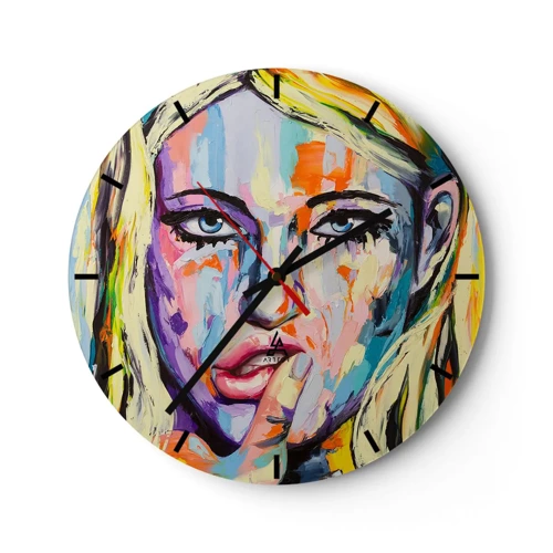 Wall clock - Clock on glass - Look Her Straight in the Eyes - 30x30 cm