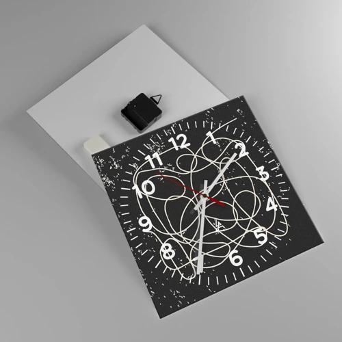 Wall clock - Clock on glass - Lost Thoughts - 30x30 cm