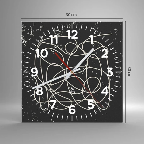 Wall clock - Clock on glass - Lost Thoughts - 30x30 cm