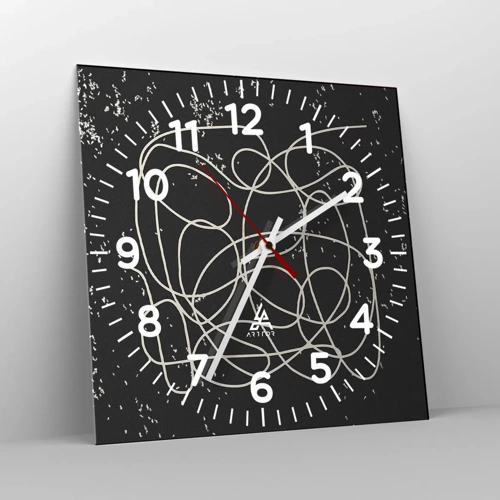 Wall clock - Clock on glass - Lost Thoughts - 30x30 cm