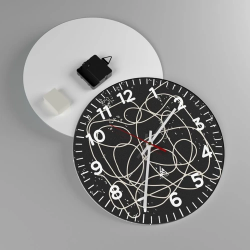 Wall clock - Clock on glass - Lost Thoughts - 30x30 cm