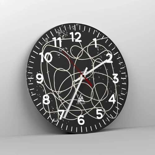 Wall clock - Clock on glass - Lost Thoughts - 30x30 cm