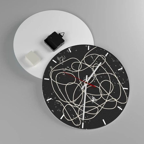 Wall clock - Clock on glass - Lost Thoughts - 30x30 cm