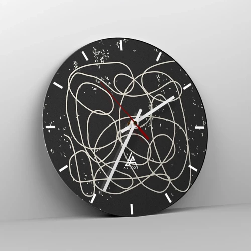 Wall clock - Clock on glass - Lost Thoughts - 30x30 cm