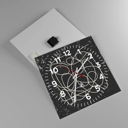 Wall clock - Clock on glass - Lost Thoughts - 40x40 cm