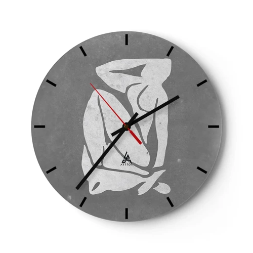 Wall clock - Clock on glass - Lost in Thoughts - 30x30 cm