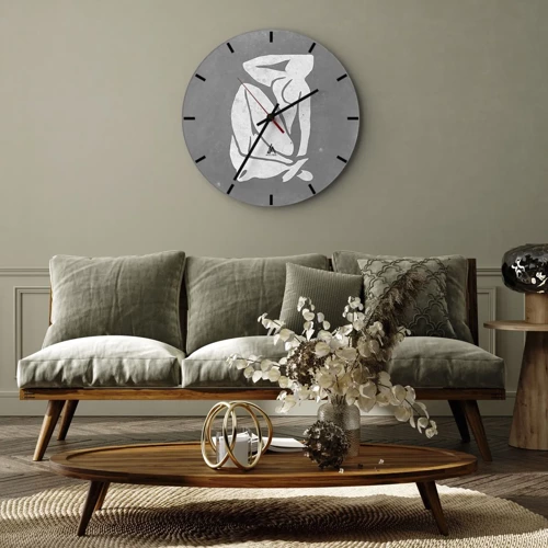 Wall clock - Clock on glass - Lost in Thoughts - 30x30 cm