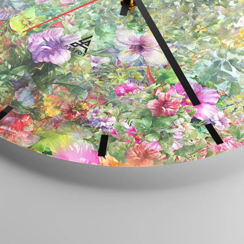 Wall clock - Clock on glass - Lost in the Flowers - 40x40 cm