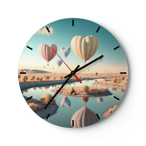 Wall clock - Clock on glass - Love Lifts You up - 30x30 cm