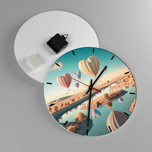 Wall clock - Clock on glass - Love Lifts You up - 30x30 cm