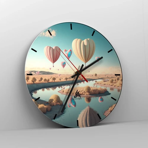 Wall clock - Clock on glass - Love Lifts You up - 30x30 cm