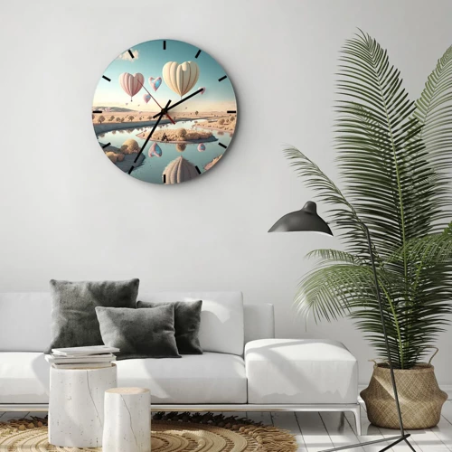 Wall clock - Clock on glass - Love Lifts You up - 30x30 cm