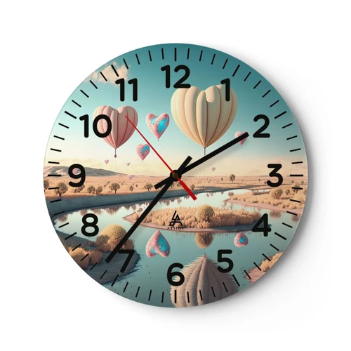 Wall clock - Clock on glass - Love Lifts You up - 30x30 cm