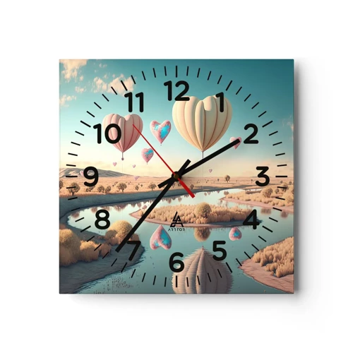 Wall clock - Clock on glass - Love Lifts You up - 40x40 cm