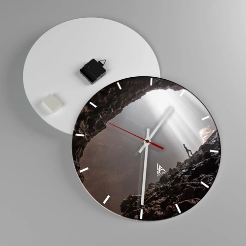 Wall clock - Clock on glass - Luminous Grotto - 40x40 cm