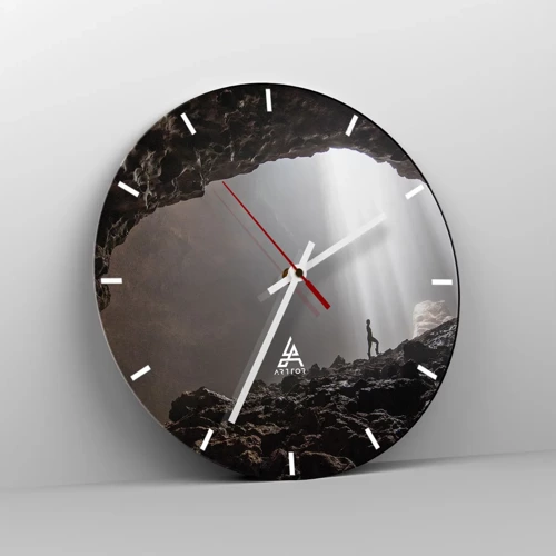 Wall clock - Clock on glass - Luminous Grotto - 40x40 cm