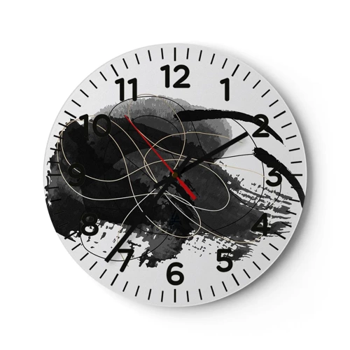 Wall clock - Clock on glass - Made from Black - 30x30 cm