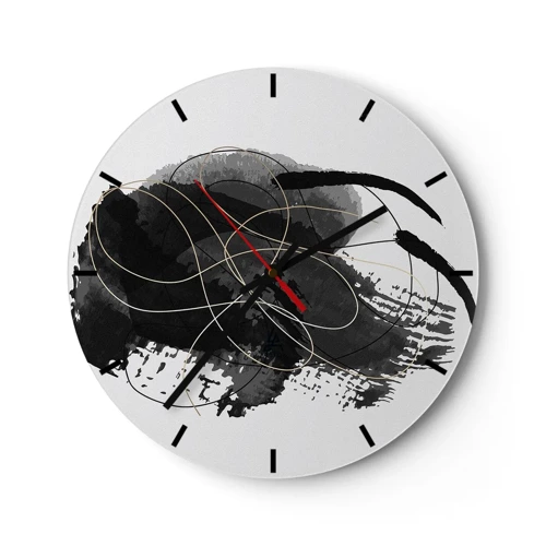 Wall clock - Clock on glass - Made from Black - 30x30 cm