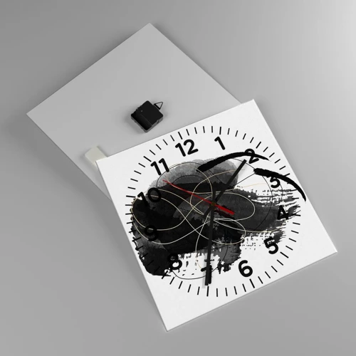 Wall clock - Clock on glass - Made from Black - 40x40 cm