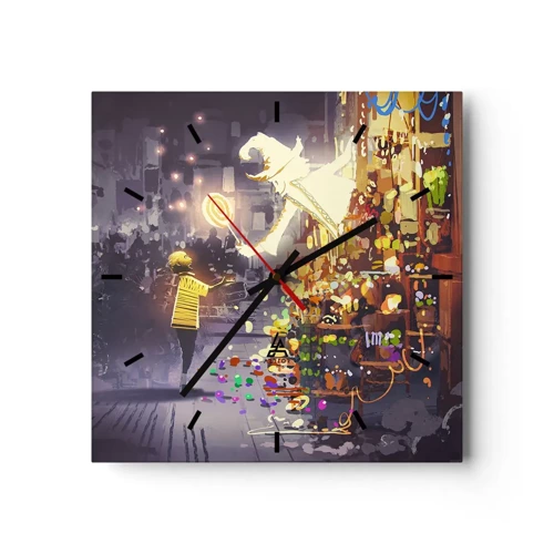 Wall clock - Clock on glass - Magic Exists - 30x30 cm