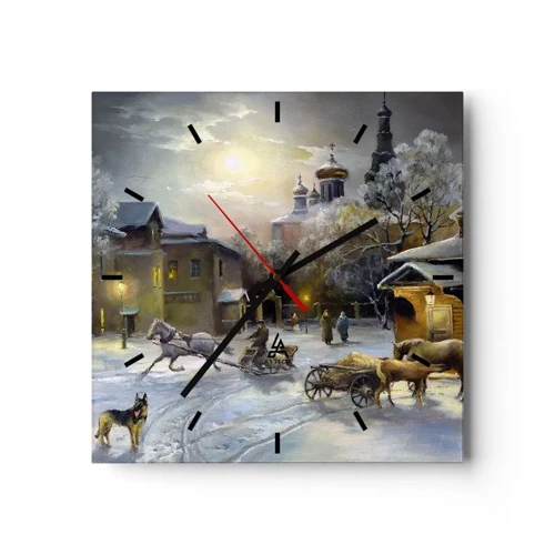 Wall clock - Clock on glass - Magic of Russian Winter - 30x30 cm