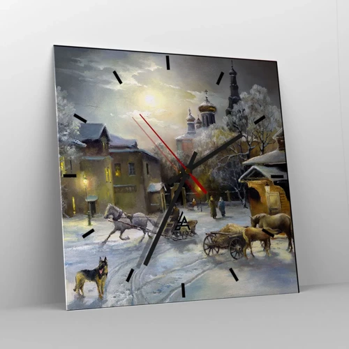 Wall clock - Clock on glass - Magic of Russian Winter - 30x30 cm