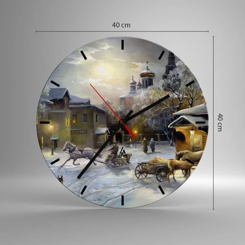 Wall clock - Clock on glass - Magic of Russian Winter - 40x40 cm