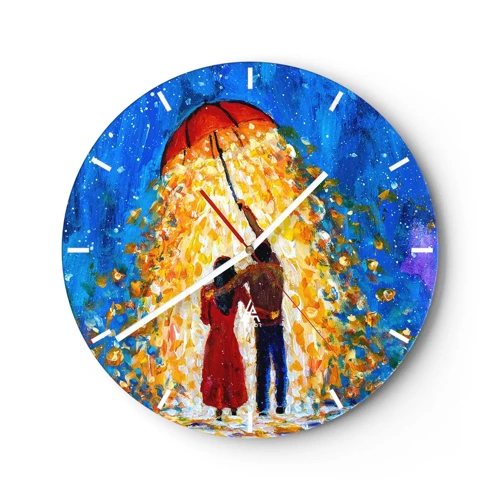 Wall clock - Clock on glass - Magic of a Rainy Evening? - 30x30 cm