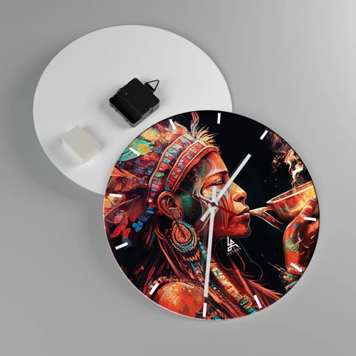 Wall clock - Clock on glass - Magical Ritual - 30x30 cm