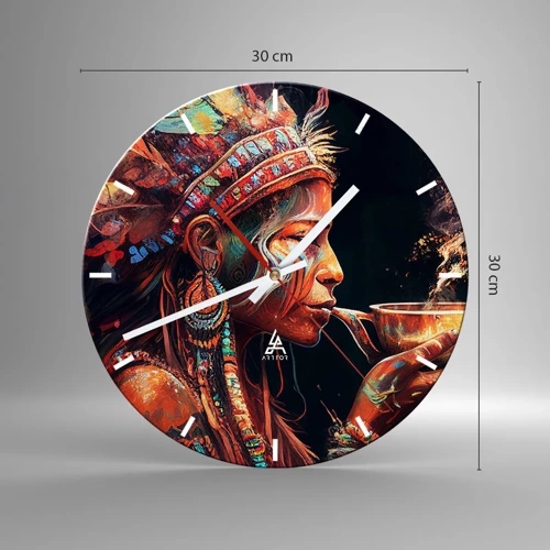 Wall clock - Clock on glass - Magical Ritual - 30x30 cm