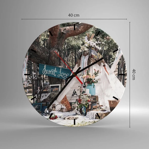 Wall clock - Clock on glass - Make Love… - 40x40 cm