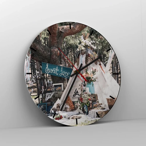 Wall clock - Clock on glass - Make Love… - 40x40 cm