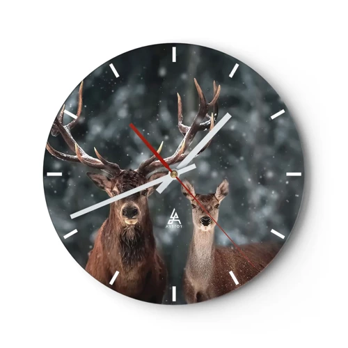 Wall clock - Clock on glass - Master of the Forest with His Wife - 30x30 cm