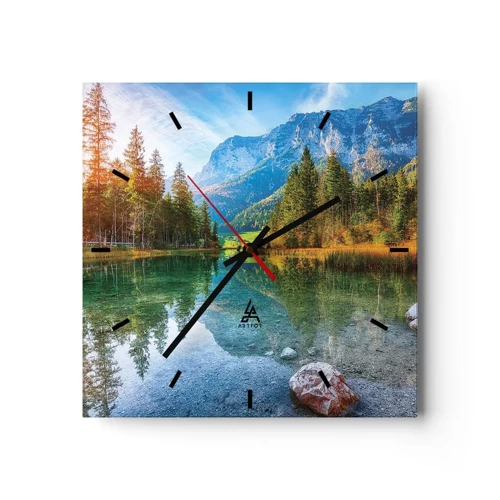 Wall clock - Clock on glass - Mellow Autumn - 40x40 cm