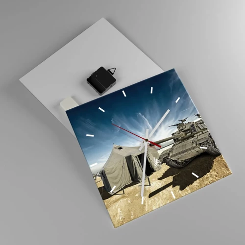 Wall clock - Clock on glass - Military Dream - 30x30 cm