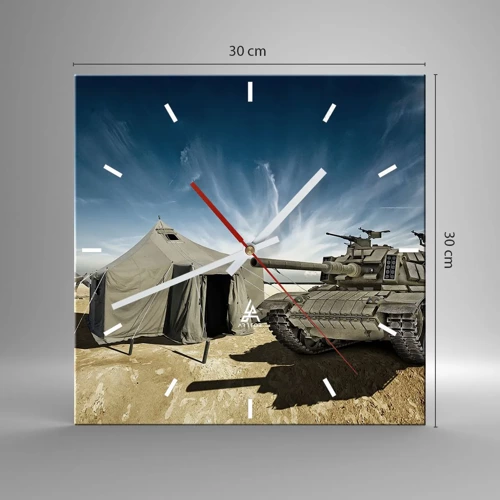 Wall clock - Clock on glass - Military Dream - 30x30 cm