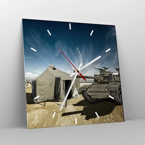 Wall clock - Clock on glass - Military Dream - 30x30 cm