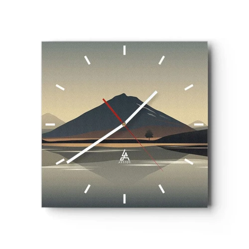 Wall clock - Clock on glass - Mirror Image - 30x30 cm