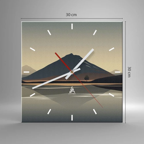 Wall clock - Clock on glass - Mirror Image - 30x30 cm