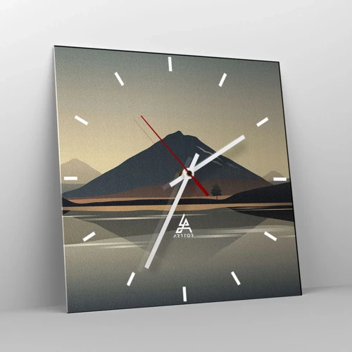 Wall clock - Clock on glass - Mirror Image - 30x30 cm