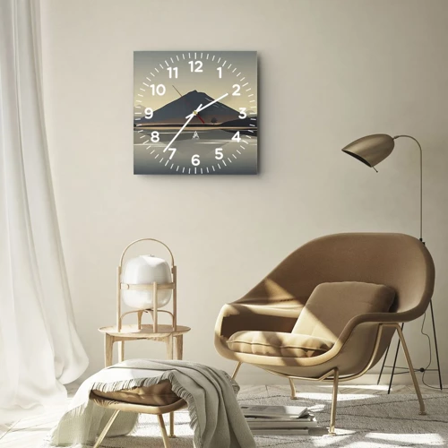 Wall clock - Clock on glass - Mirror Image - 30x30 cm