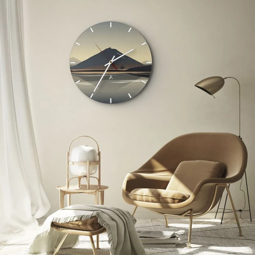 Wall clock - Clock on glass - Mirror Image - 30x30 cm