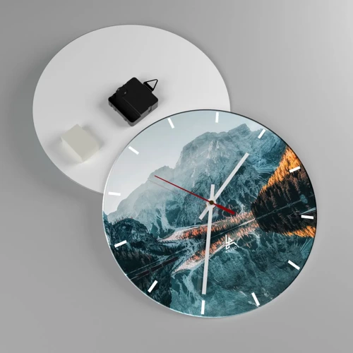 Wall clock - Clock on glass - Mirror Landscape - 30x30 cm