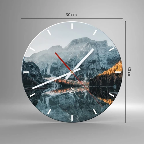 Wall clock - Clock on glass - Mirror Landscape - 30x30 cm