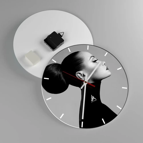 Wall clock - Clock on glass - Modern Nefretete - 30x30 cm